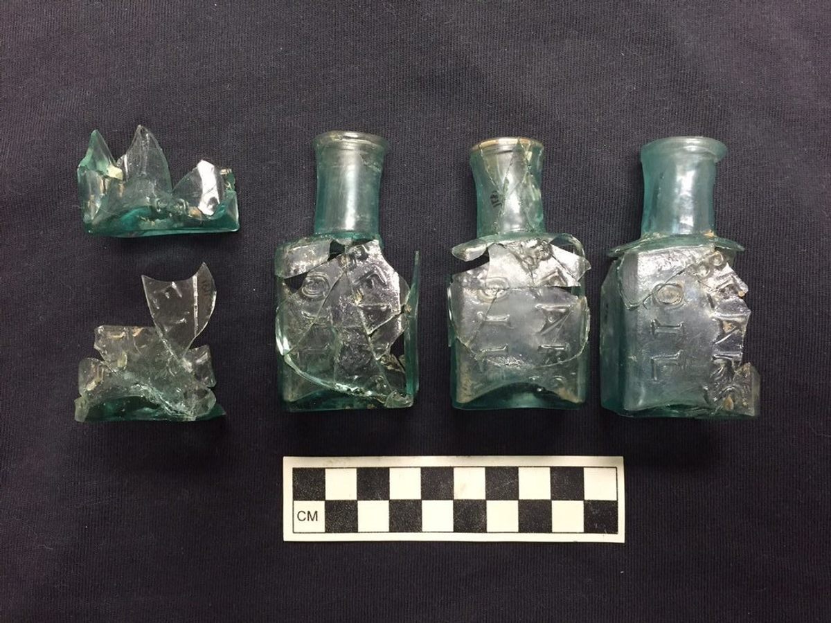 The team found smashed bottles of Bear's oil, which was often advertised as making thin hair fuzzier.