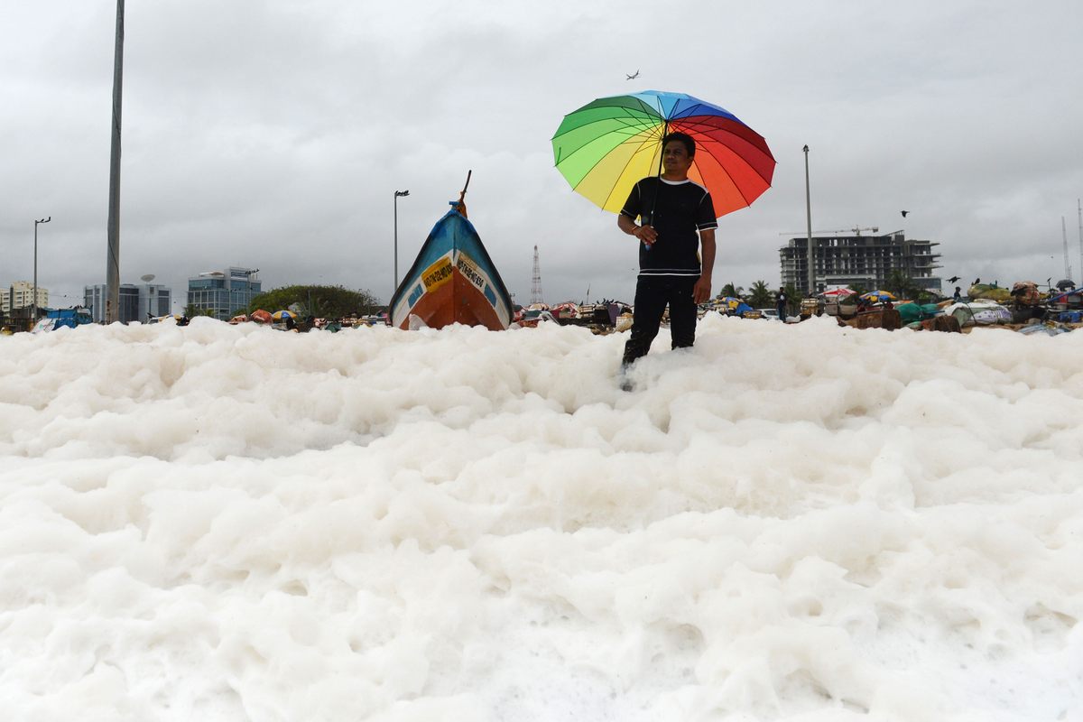 How Frothy Waves of Sea Foam Coated the Coast of Chennai - Atlas