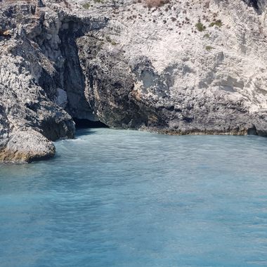 Sulphur rich water bubbling out of the sea cave.