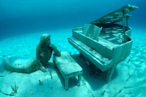 The mermaid and piano.