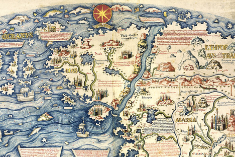 Detail from Fra Mauro's map, a work of unprecedented thoroughness and accuracy.