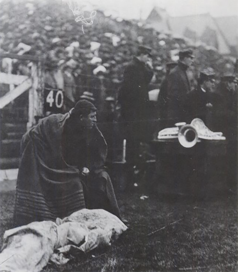 Coach Stagg on the sidelines of a 1905 game.