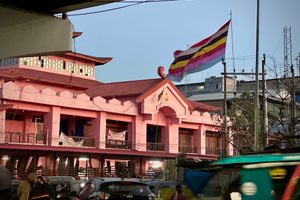 Market exterior with the Manipur state flag