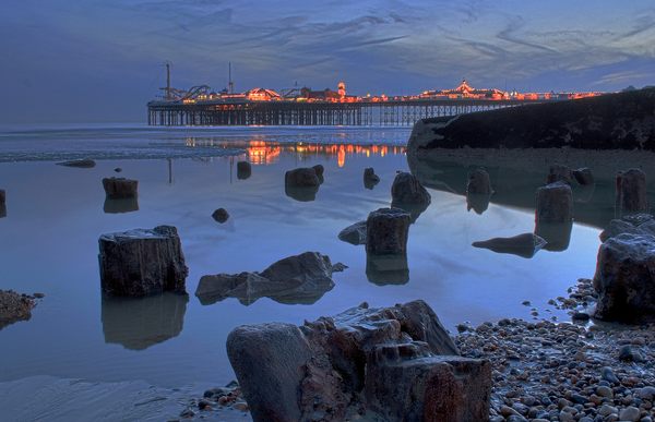 Remains of the Royal Suspension Chain Pier – Brighton, England