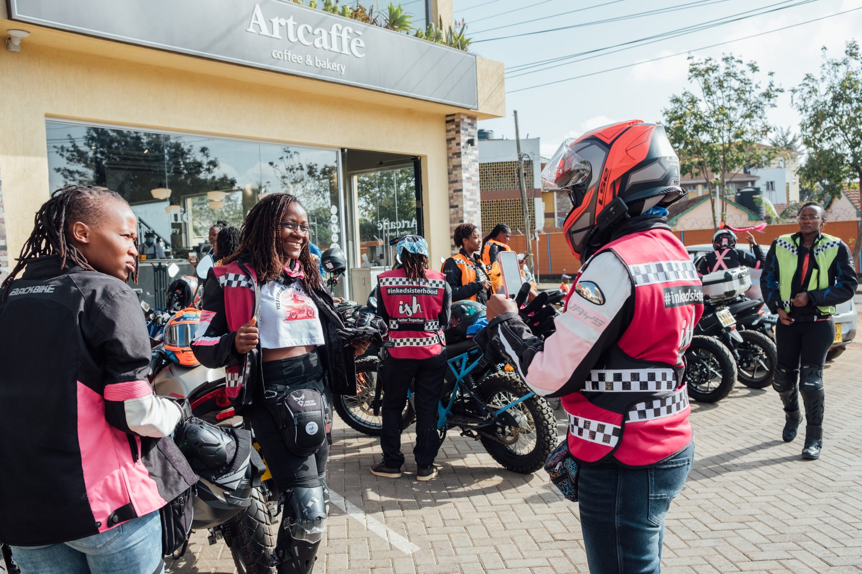 Inked Sisterhood members gather for a ride through Nairobi and beyond.