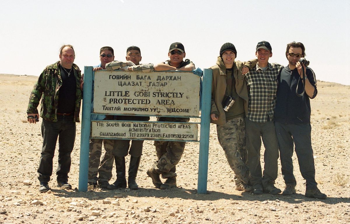In May 2005, cryptozoologist Richard Freeman (far left) and others from the Center for Fortean Zoology, a British cryptid research group, went hunting for the Mongolian death worm.