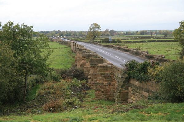 The causeway part of the bridge over the floodplain and marshes
