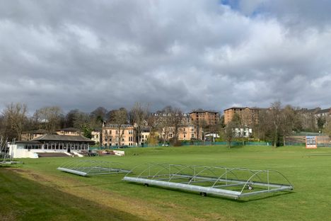Pitch and clubhouse at the rear.