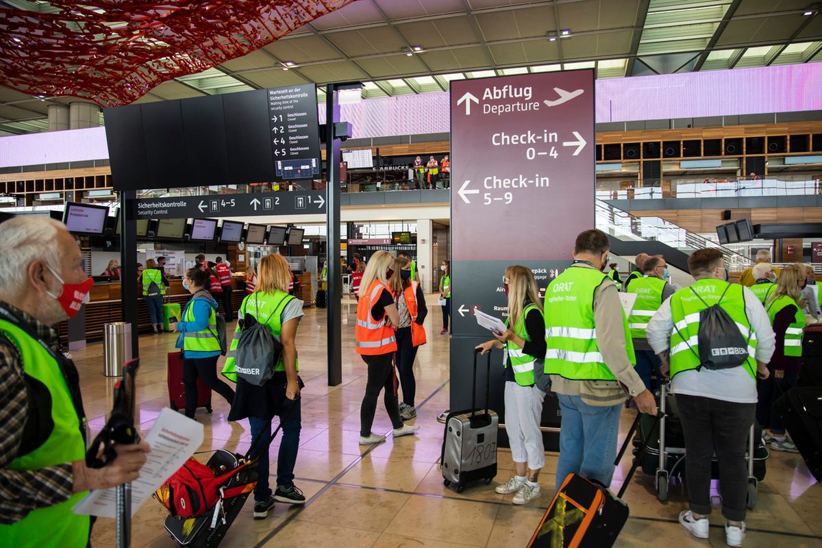 Volunteers were asked to do the full process, from check-in to baggage claim.