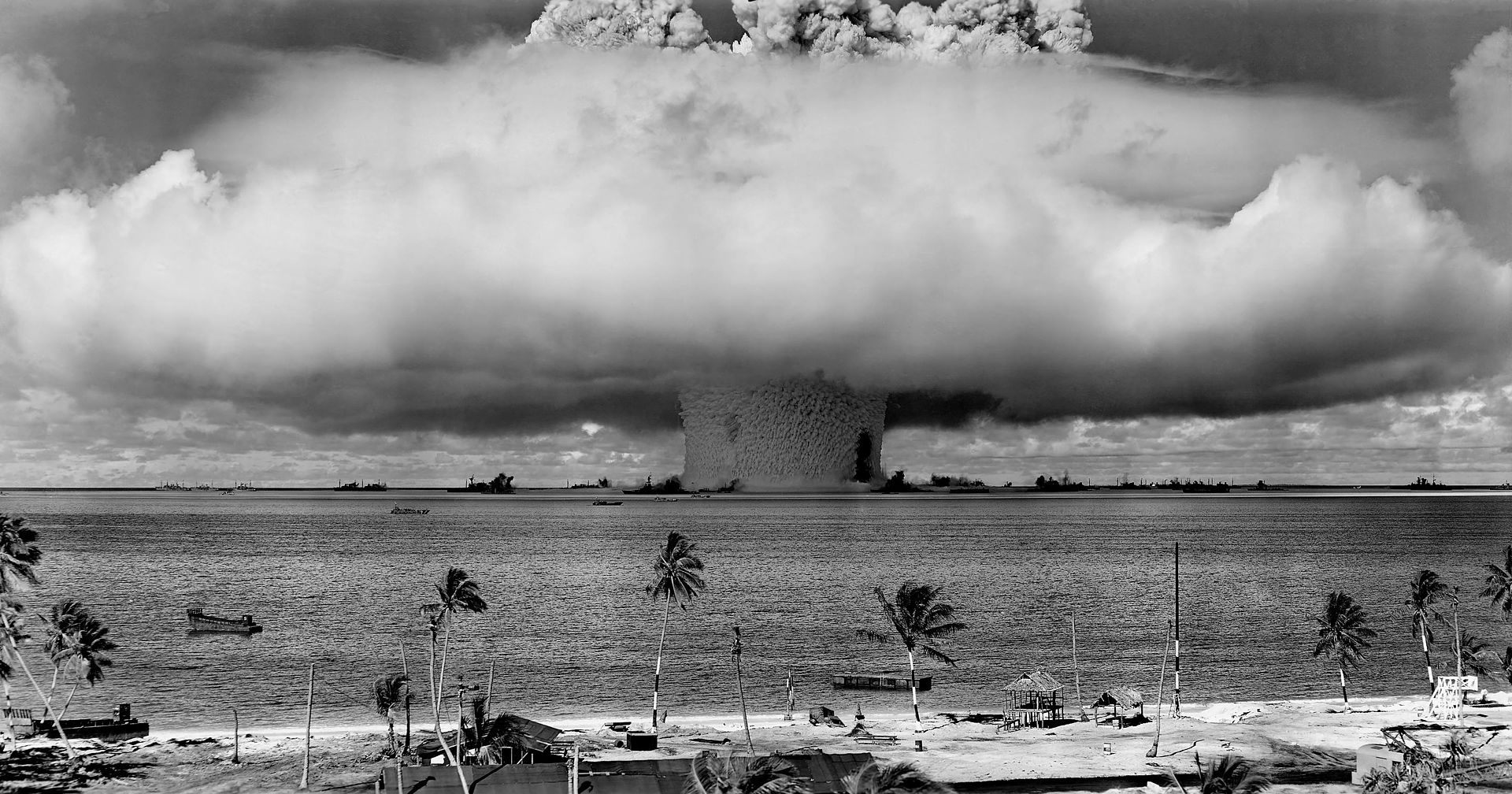 A nuclear test at Bikini Atoll. Waste from nuclear weapons development lasts for millions of years.