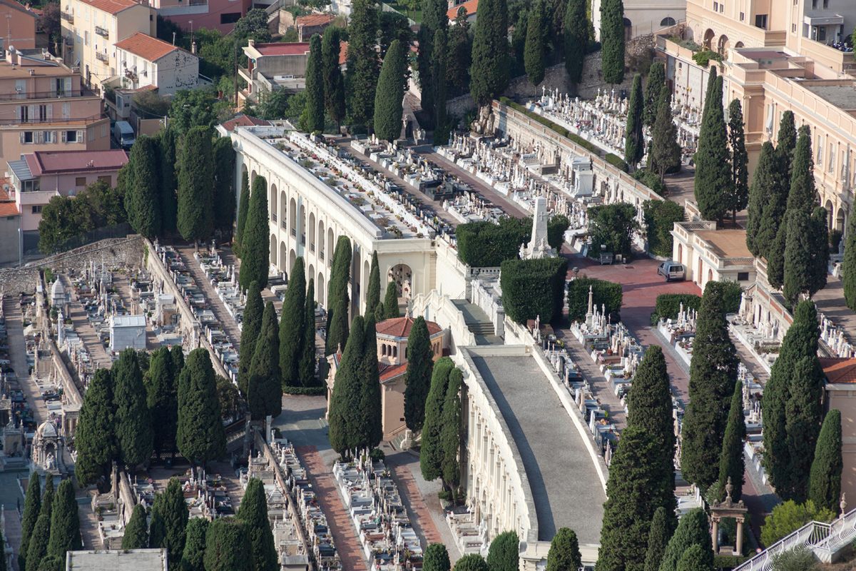 An aerial view of Monaco Cemetery.