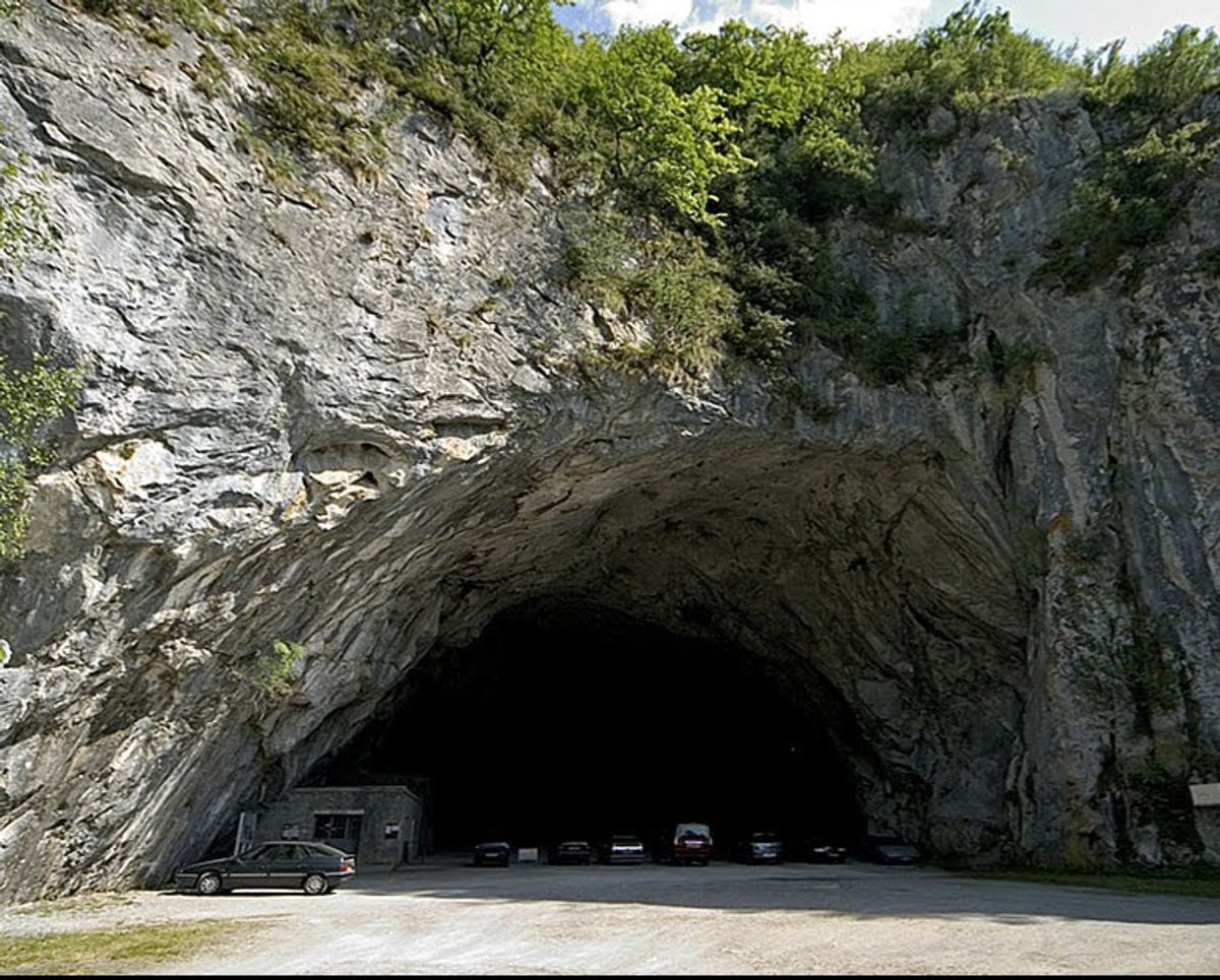 The entrance to Bédeilhac Cave, one of several systems in southern France that contain evidence of a human presence millennia ago.