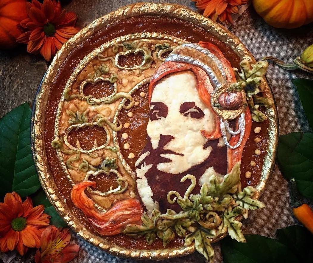 A "self-pietrait" of pie artist, Jessica Leigh Clark-Bojin. 