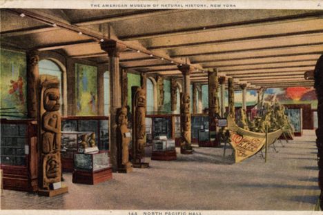 A postcard depicting the North Pacific Hall in the American Natural History Museum. 