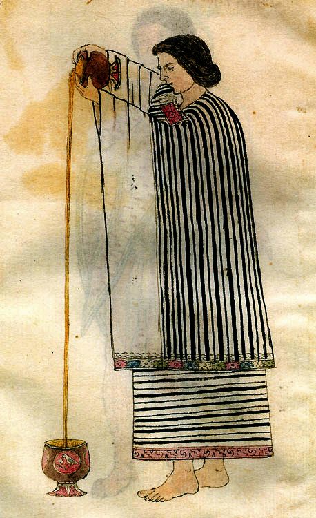 In Aztec society, as in colonial Central America, women were primarily responsible for preparing chocolate, depicted here in the <em>Codex Tudela</em>, an Aztec document produced shortly after colonization.
