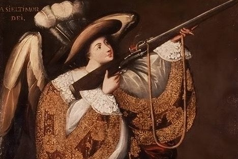 In western Bolivia and southeastern Peru, angels are armed and ready—like the one shown in this 17th-century painting, Asiel Timor Dei.