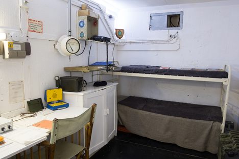  A view of the Castleton Cold War Bunker looking towards the narrow bunk-bed.