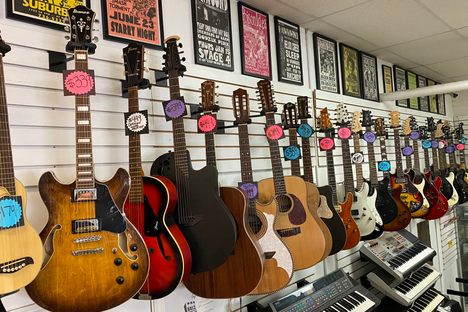 Guitars and vintage punk posters