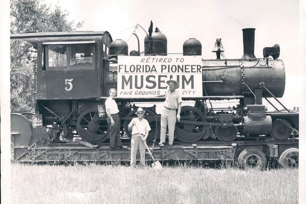 A wood burning locomotive headed to the museum in 1961.