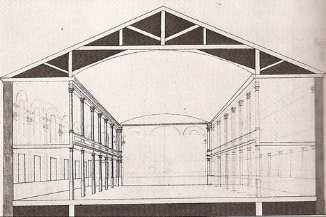 This Wikimedia treasure is an early sketch of the church by Bulfinch himself
