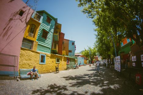 Artists display their wares along Caminito.
