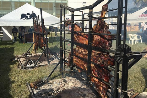 Two cows are roasted in Mazatlan, Mexico, in 2016, by chef Dante Ferrero.