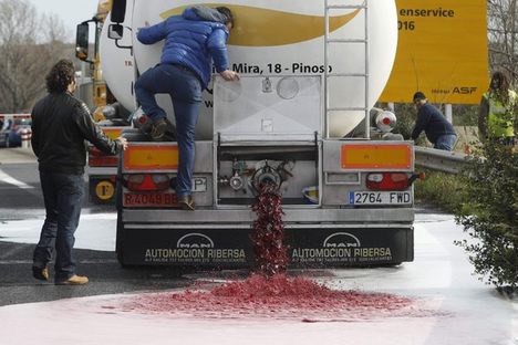 French Farmers Hijack Trucks, Dump Out Spanish Wine in Angry Protest
