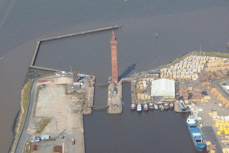 Air photo showing both towers