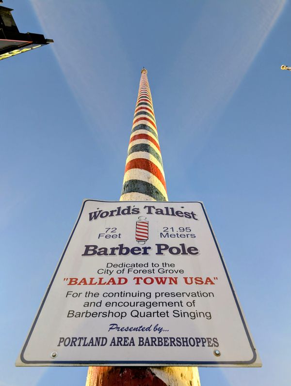World’s Tallest Barber Pole in Forest Grove