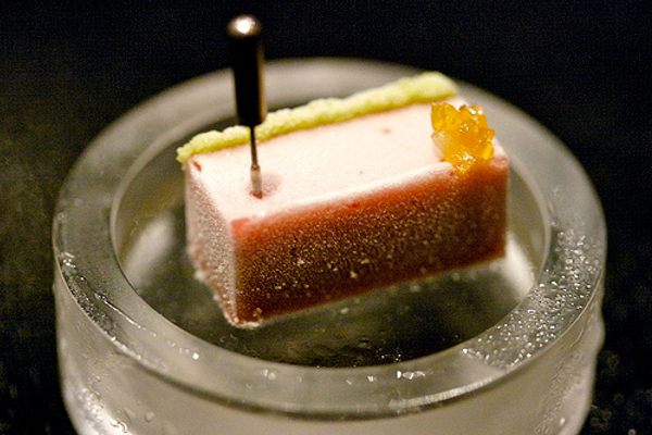Frozen strawberry with wasabi