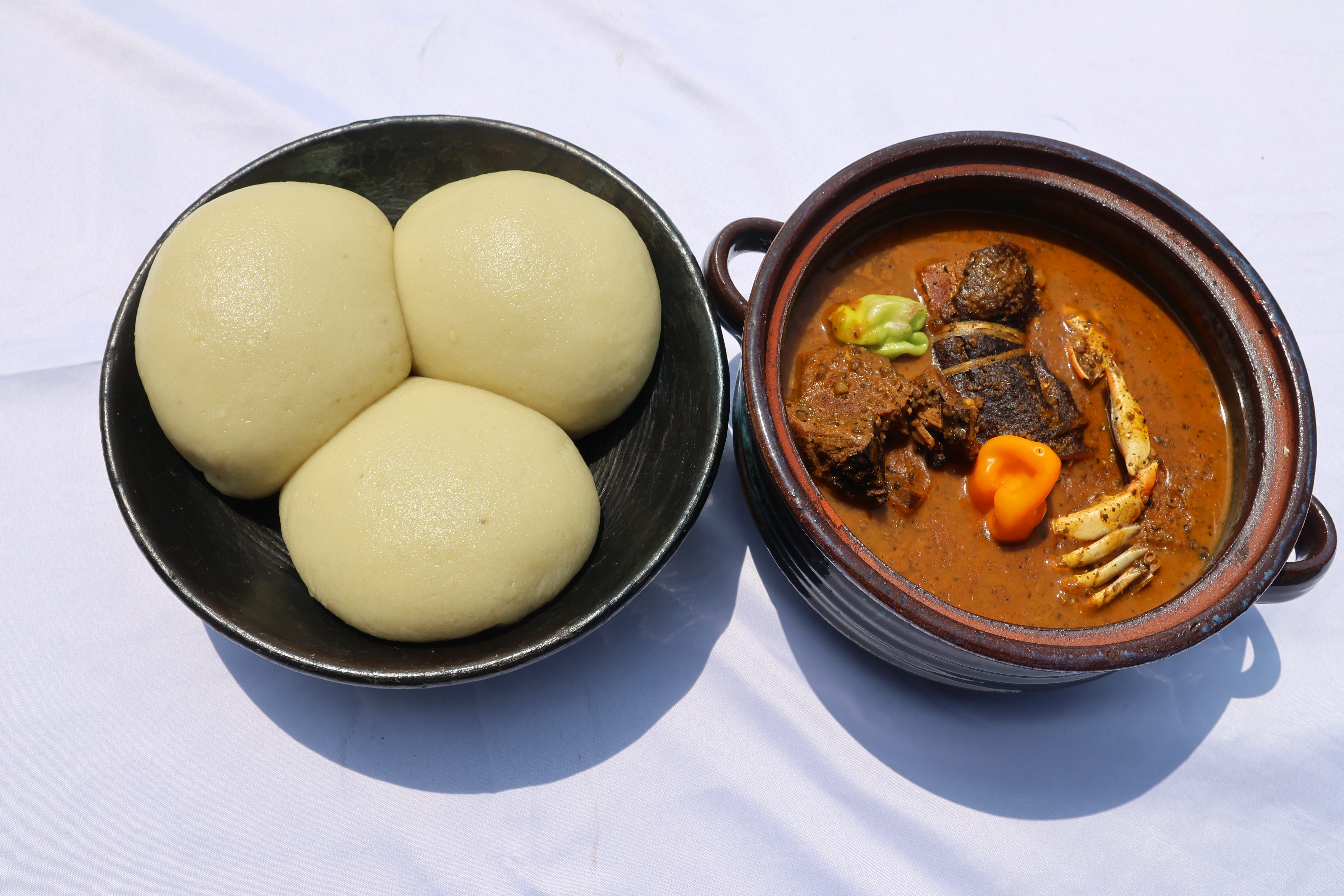 Djoumble sauce with foutou igname is a classic Ivorian dish.