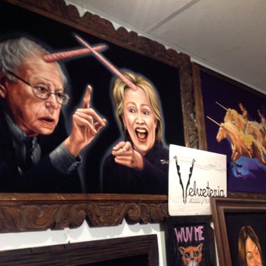 Bernie vs. Hillary unicorns, jousting eternal in velvet