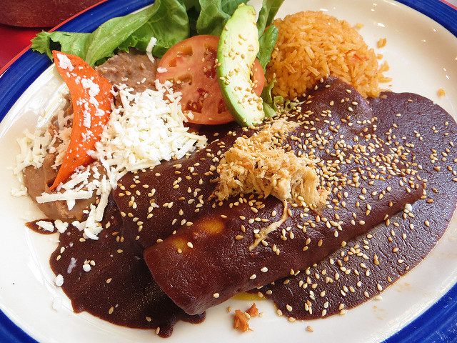 Mole sauce, with its unusual mix of flavors, is a common Incompatible Food Triad solution-killer.