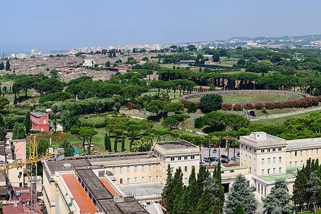 View towards Pompeii excavations from tower