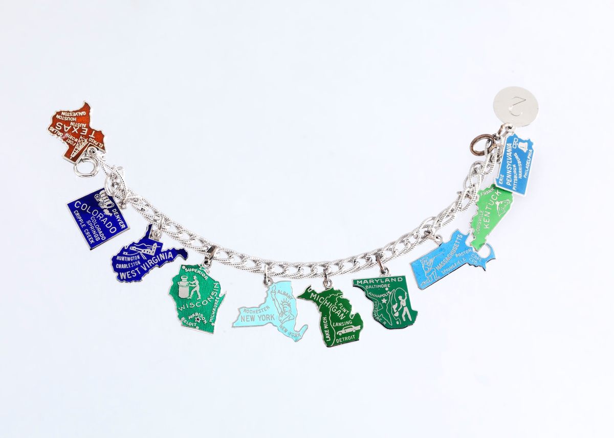 One of four charm bracelets that Alice Paul made in the 1970s to celebrate states that ratified the Equal Rights Amendment. The ERA has yet to become law.