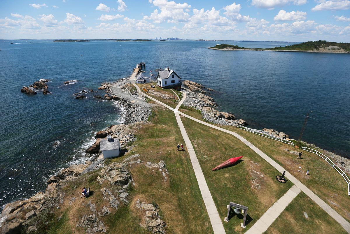 The keeper's house on Little Brewster Island, as seen from the top of Boston Light.