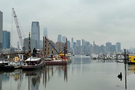 Winter view of Morris Canal from the north entrance to Liberty State Park 