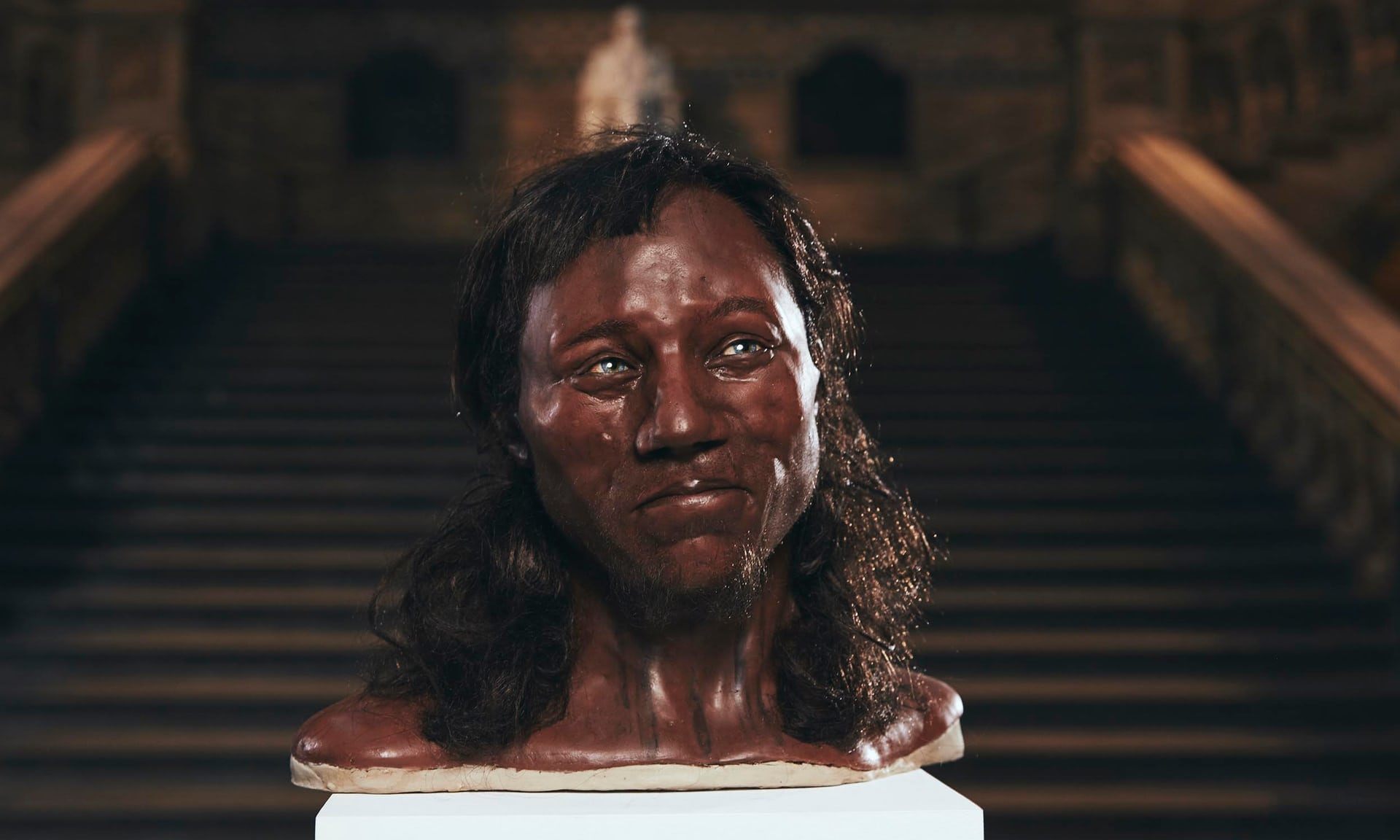 Dutch paleo-artists Alfons and Adrie Kennis reconstructed Cheddar Man's face using a 3D-printer and hi-tech scanner.