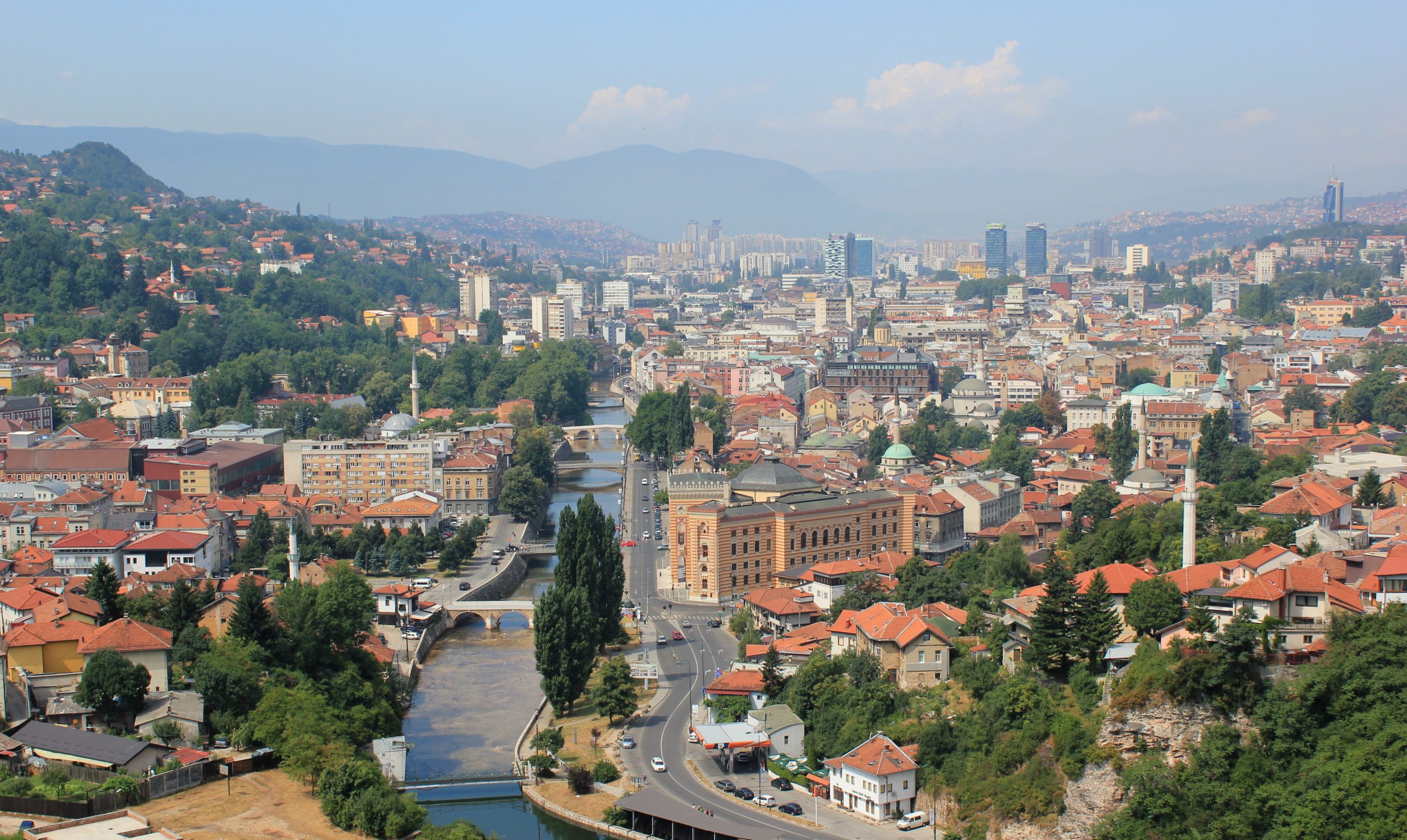 Sarajevo seen from a distance.