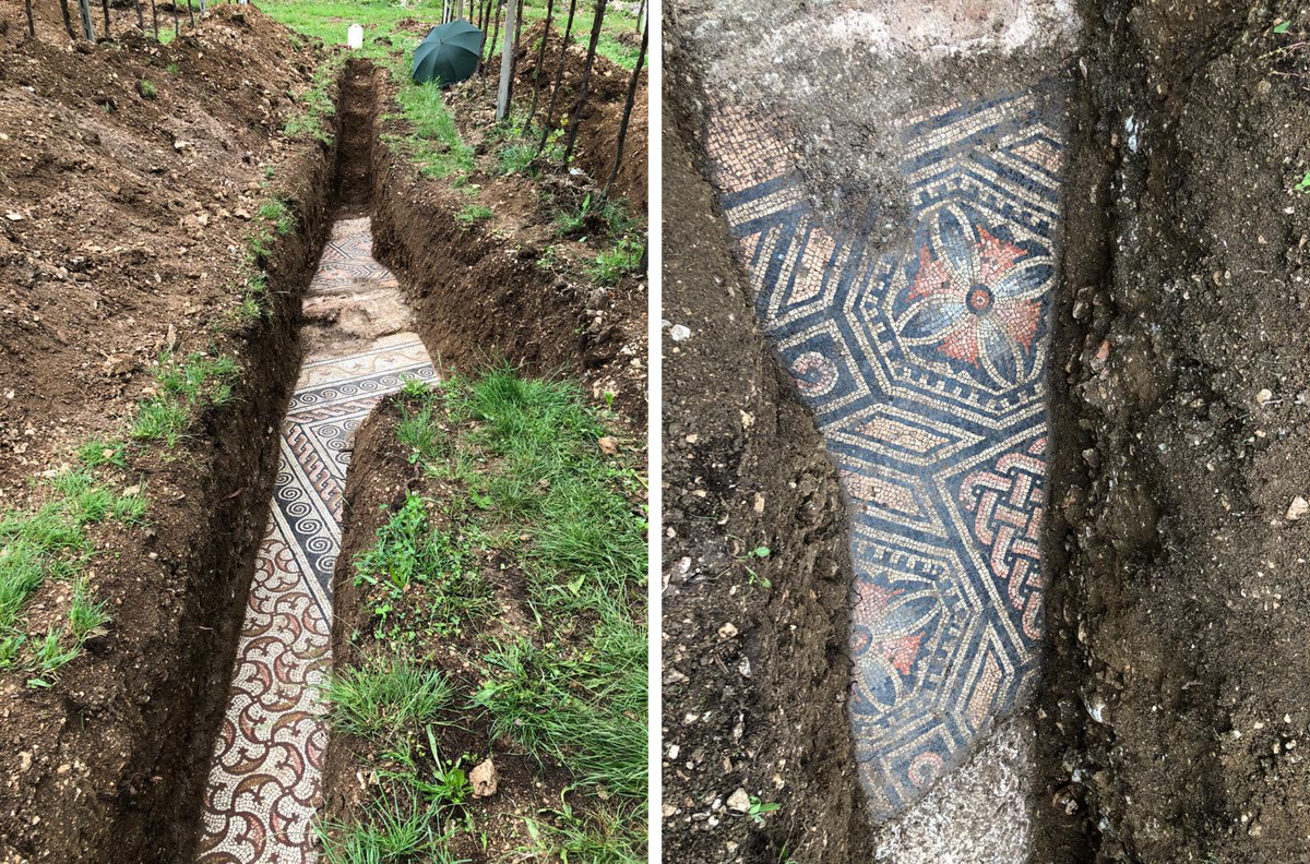 Test trenches revealed the long-sought floor, which features intricate designs.