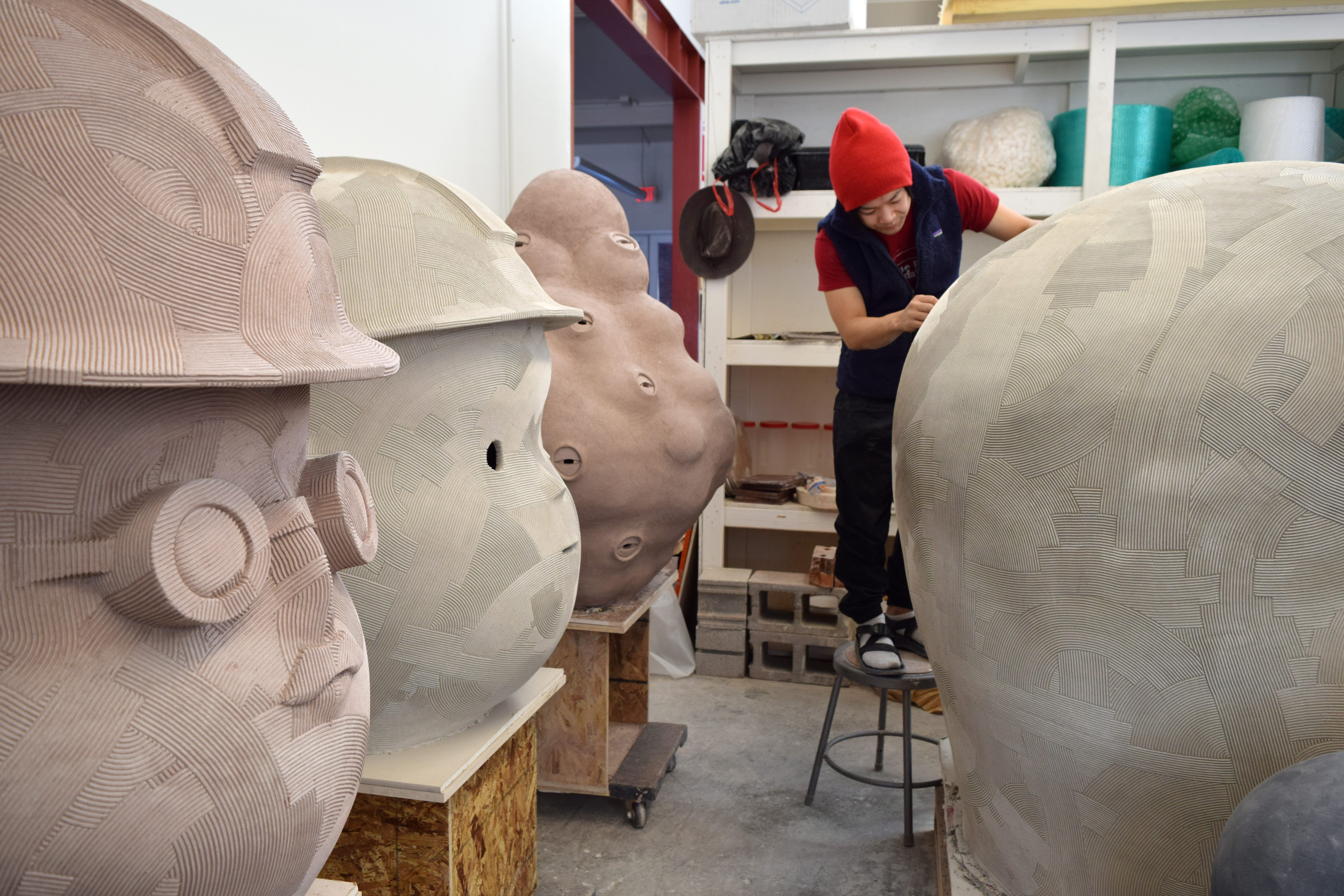 Resident artist En Iwamura at work.