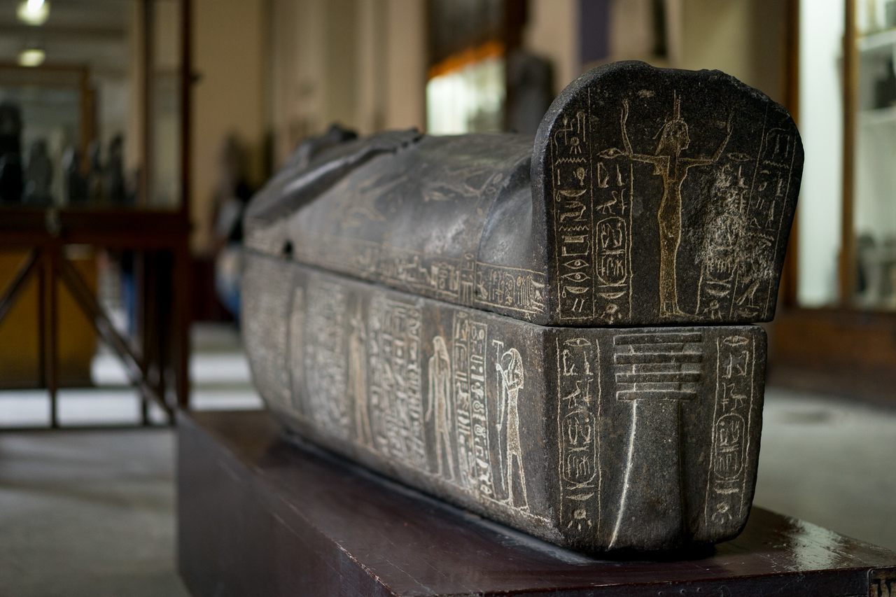 A granite sarcophagus believed to be that of Ramesses I, on display in Cairo.