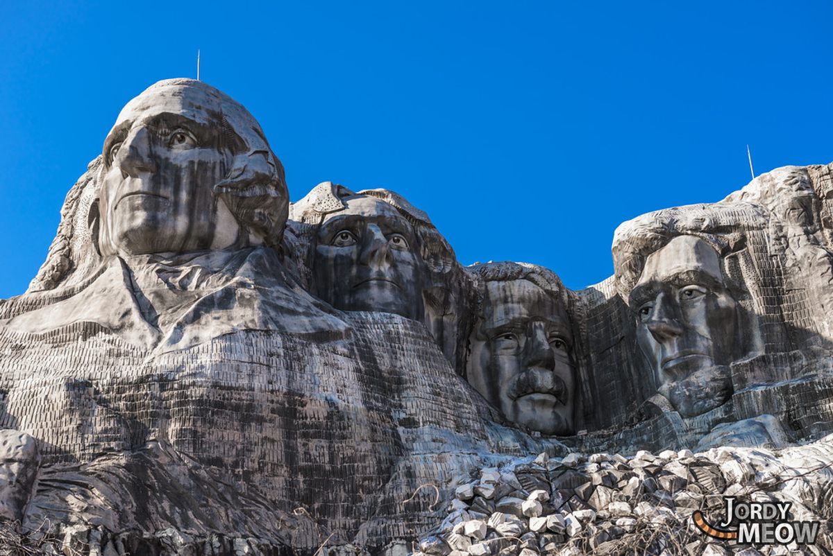 The replica Mount Rushmore at the Western Village.