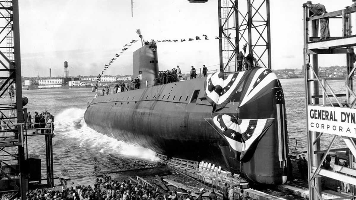 Seen here at its 1954 launch, the USS Nautilus was one of the first nuclear submarines.