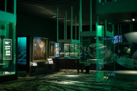 View of the exhibiton 'Resande Man' / 'Travelling Man' at Vrak - Museum of Wrecks in Stockholm.