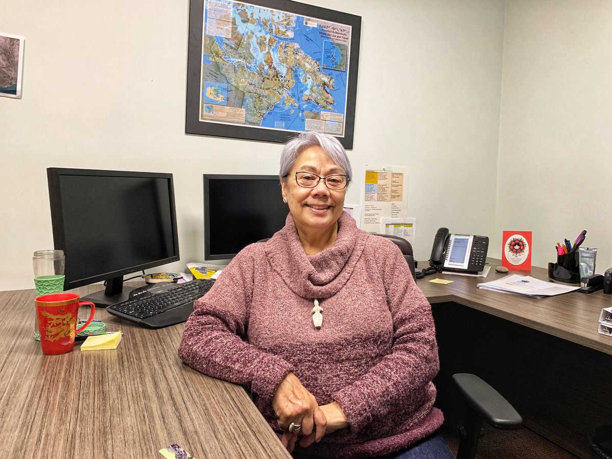 Eva Aariak owns a boutique called Malikkaat, which specializes in sealskin clothing, carvings, and jewelry.