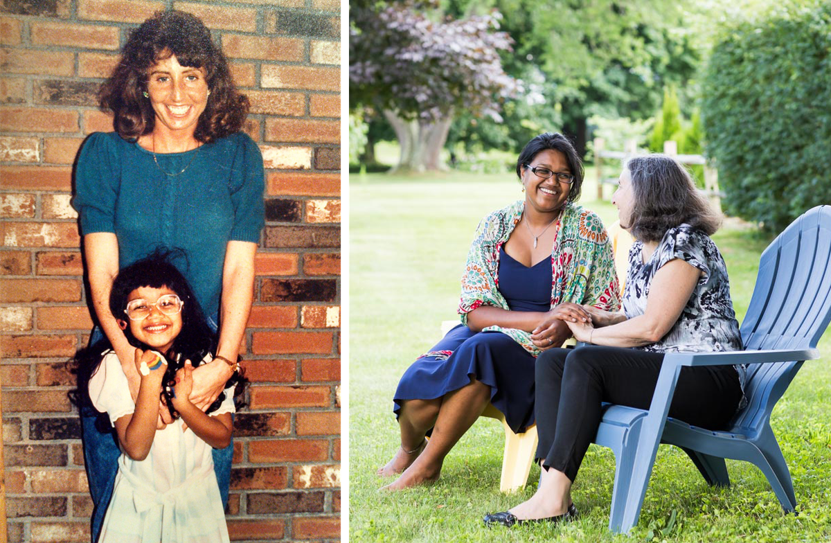 Jenn Smith with her mother, Cheryl, as a child (left), and Jenn and her mother today (right).