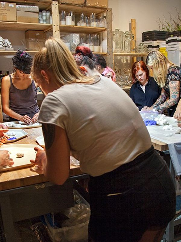 Students in a taxidermy workshop with Amber.
