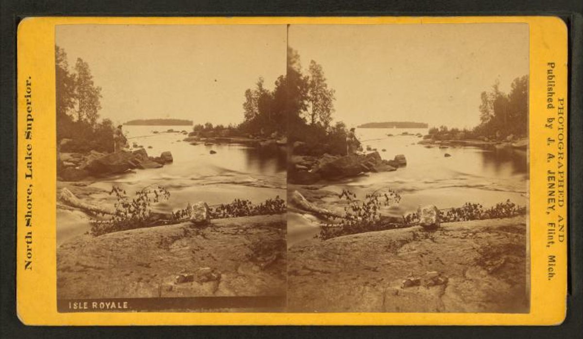 A stereographic image of Isle Royale from the 1870s.
