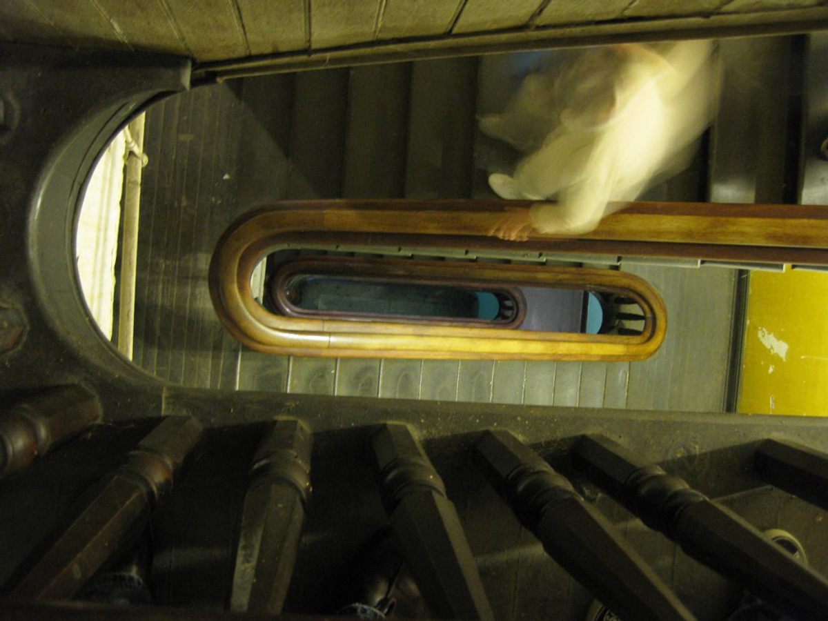 A stairwell in Weston State Hospital.